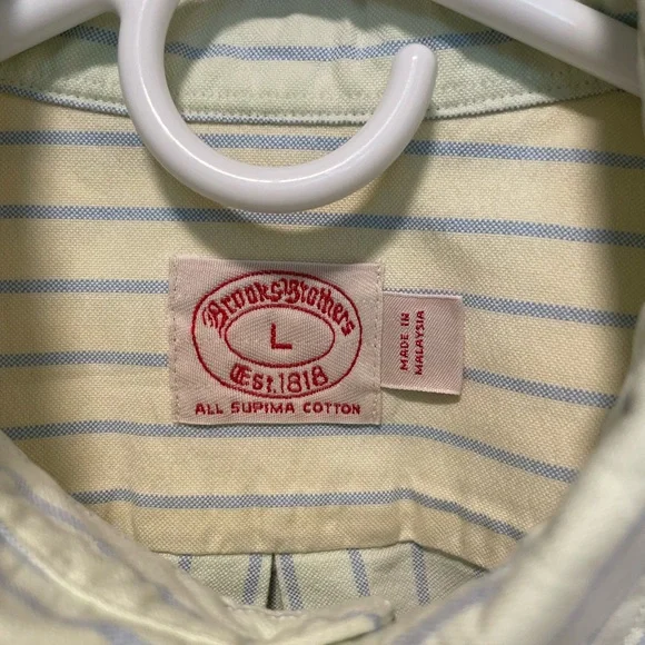 Brooks Brother Red Fleece Oxford button down striped large - Picture 2 of 5